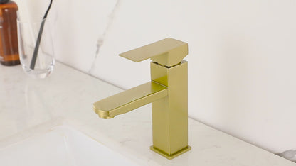 stainless steel brushed pvd gold Single Handle Bathroom Basin Faucet Wash Tap Mixer BF3042G