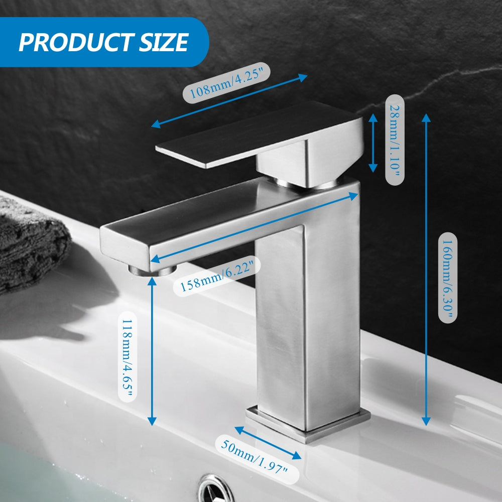 Design Deck Mounted Single Handle stainless steel Wash Basin Faucet For Bathroom B304L01