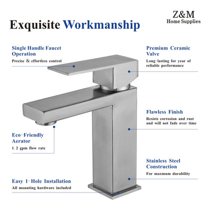 Design Deck Mounted Single Handle stainless steel Wash Basin Faucet For Bathroom B304L01