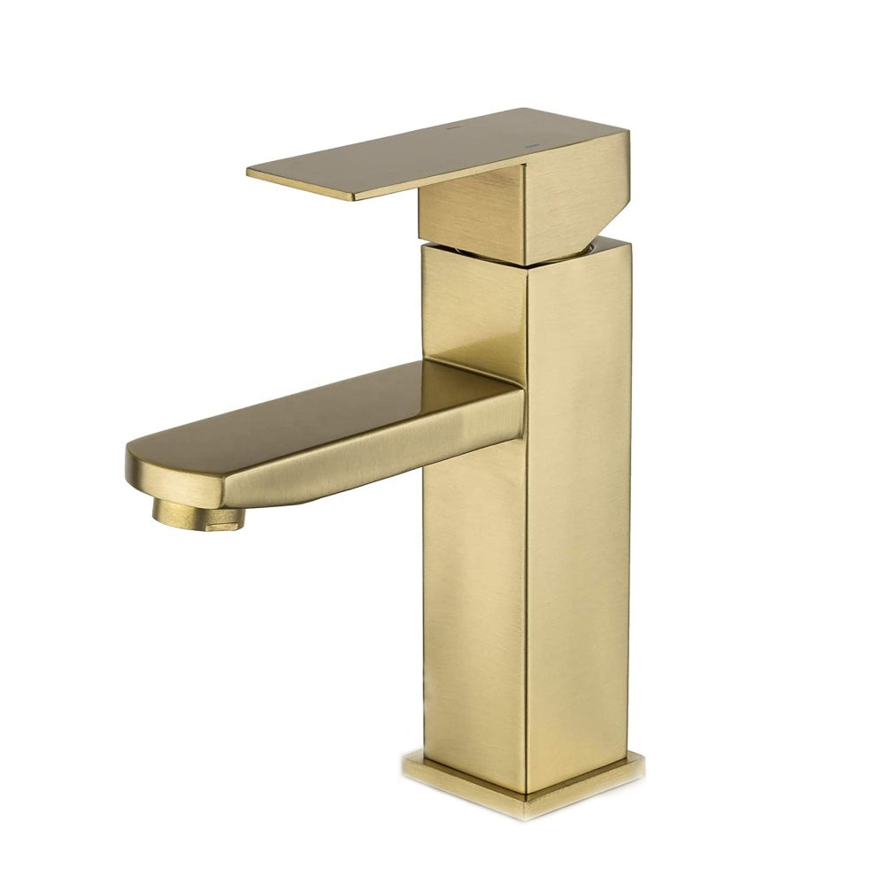 stainless steel brushed pvd gold Single Handle Bathroom Basin Faucet Wash Tap Mixer BF3042G