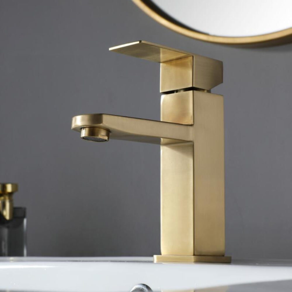 stainless steel brushed pvd gold Single Handle Bathroom Basin Faucet Wash Tap Mixer BF3042G