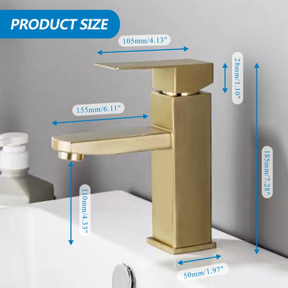 stainless steel brushed pvd gold Single Handle Bathroom Basin Faucet Wash Tap Mixer BF3042G