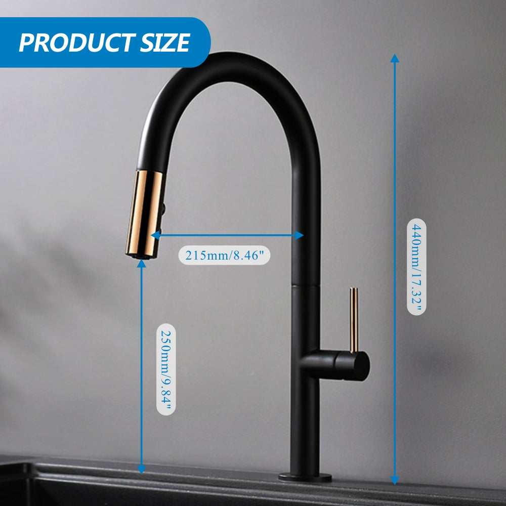 Luxury Flexible Stainless Steel Black Gold Kitchen Faucet GB3041