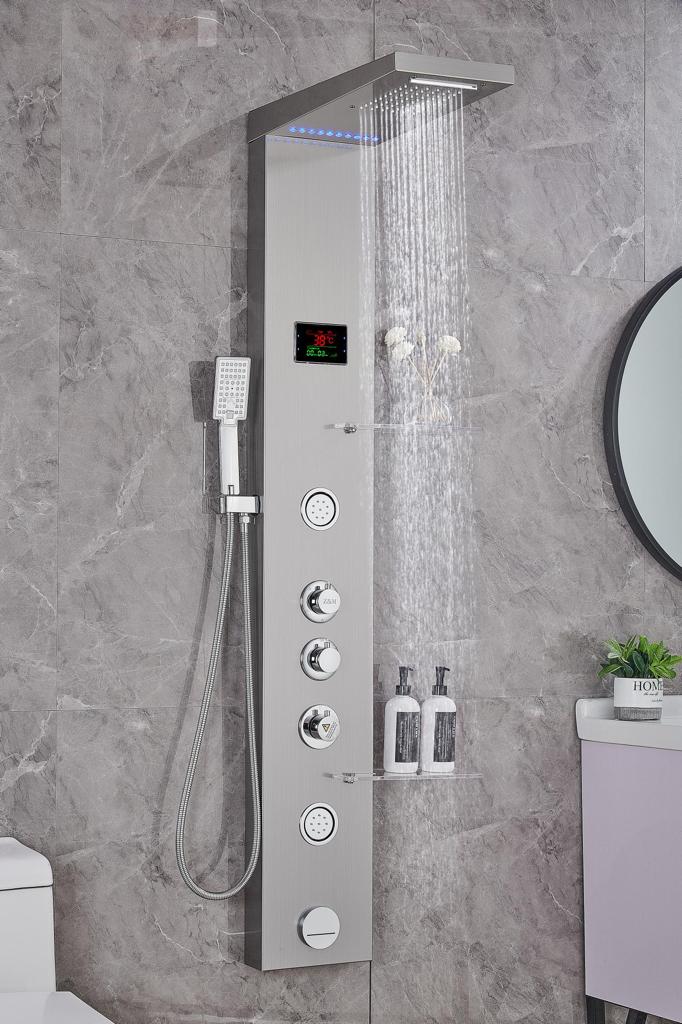 LUXURY SHOWER PANEL TOWER STAINLESS STEEL WITH LCD SCREEN ZM8041 (BLACK, SILVER)