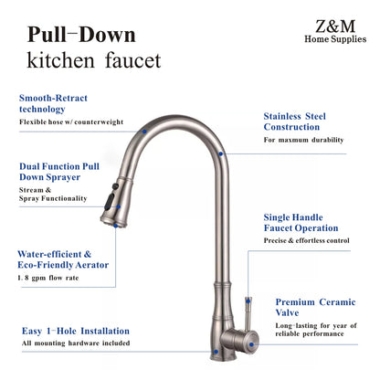 water tap modern Kitchen Faucet kitchen taps pull out sprayer kitchen mixer sink faucets KF304F5