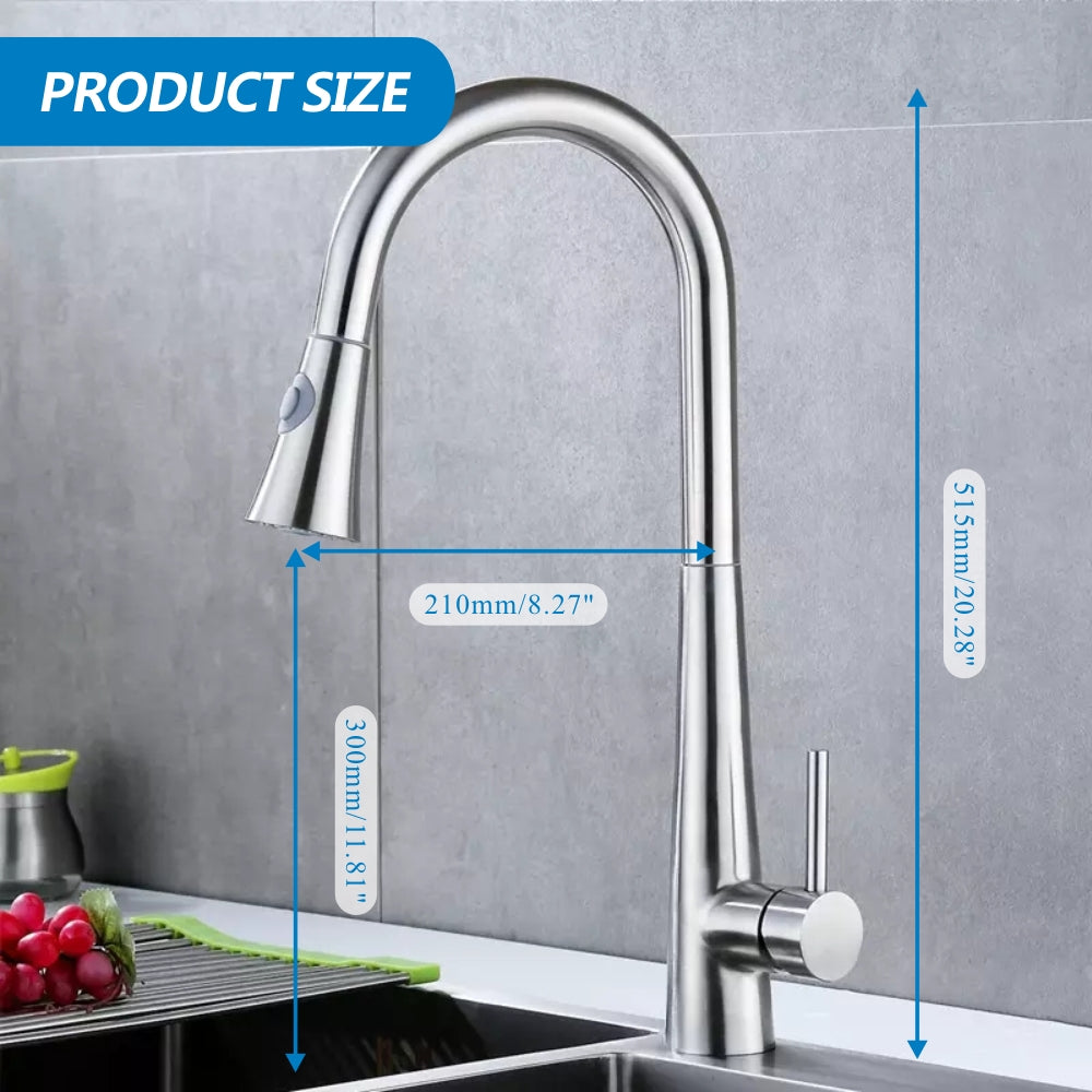 Stainless Steel 304 Kitchen Faucet Tap Hot And Cold Desk Mounted Single Handle Kitchen Sink Mixer Single Hole KF304S