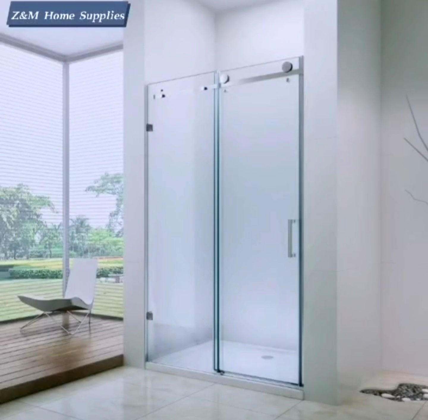 Shower sliding door 8 mm glass