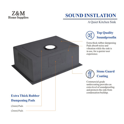 24 inch Handmade undermount kitchen single sink U2418