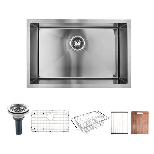 27 inch Stainless steel undermount kitchen single bowl sink U27175