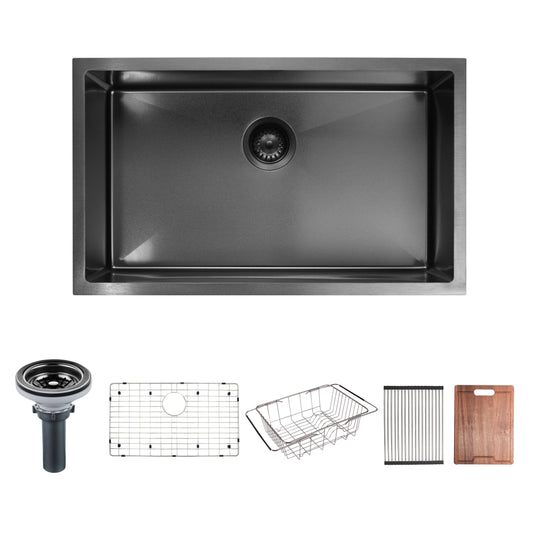 31 inch mamo black undermount kitchen single bowl sink U31175B