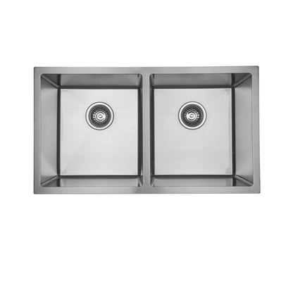 31.5 inch stainless steel brushed undermount kitchen double bowl sink UD31518