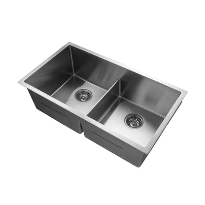 32 inch Handmade undermount kitchen double bowl sink UD3218D 50-50