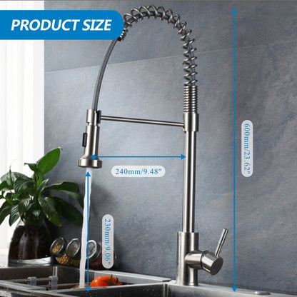 Stainless Steel Brushed Pull Down Kitchen Sink Faucets Pull Out Spring Kitchen YX3041