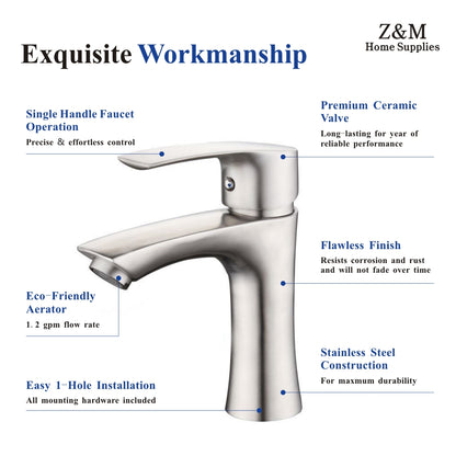 SIngle handle Taps SUS 304 Stainless Steel Basin Bathroom Faucet Tap bathroom sink faucets YX5043