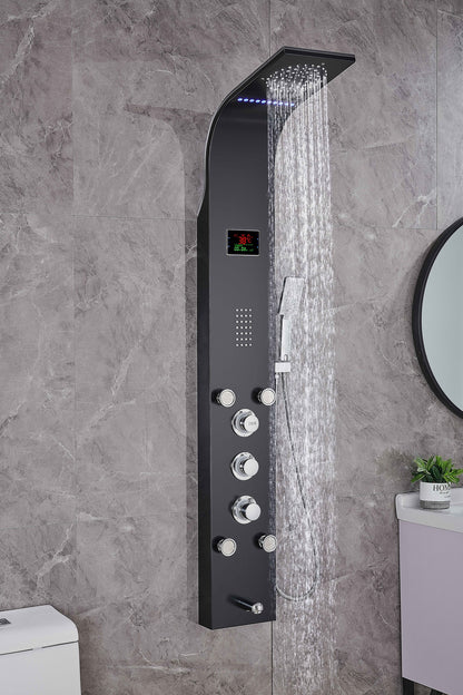 LUXURY SHOWER PANEL TOWER STAINLESS STEEL WITH LCD SCREEN ZM-26  (BLACK, SILVER)