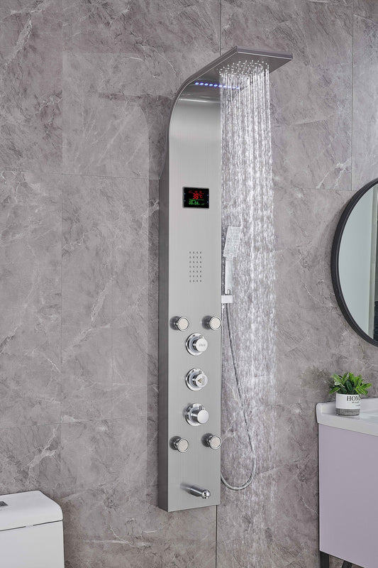 LUXURY SHOWER PANEL TOWER STAINLESS STEEL WITH LCD SCREEN ZM-26  (BLACK, SILVER)