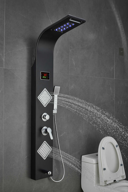 LUXURY SHOWER PANEL TOWER STAINLESS STEEL WITH LCD SCREEN ZM6215  (BLACK, SILVER)