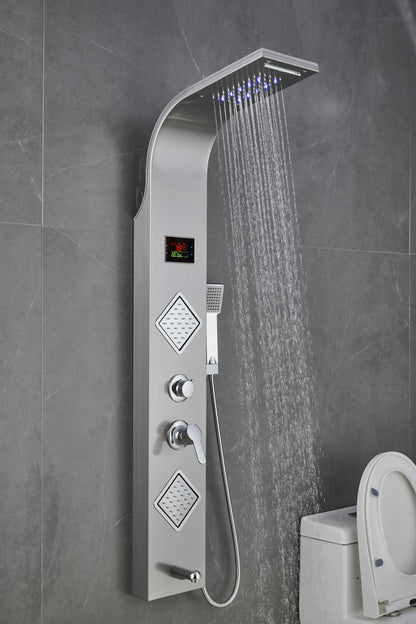 LUXURY SHOWER PANEL TOWER STAINLESS STEEL WITH LCD SCREEN ZM6215  (BLACK, SILVER)