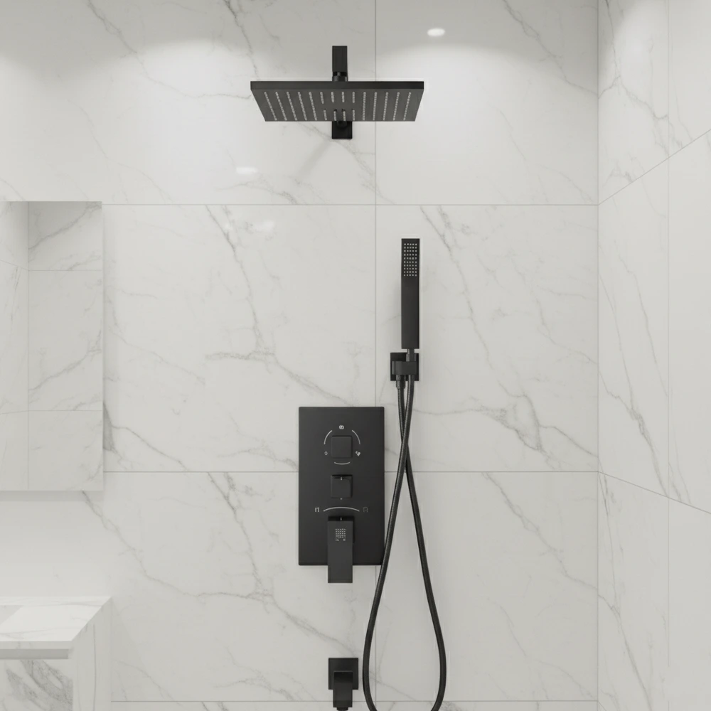 3 Pieces Shower Panel With Led & 12 Inch Shower Head