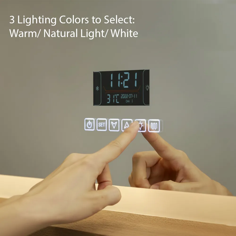 Frosted Glass Bluetooth Lead-Free Certified Mirror With 3 Colour Adjustable LED Lights