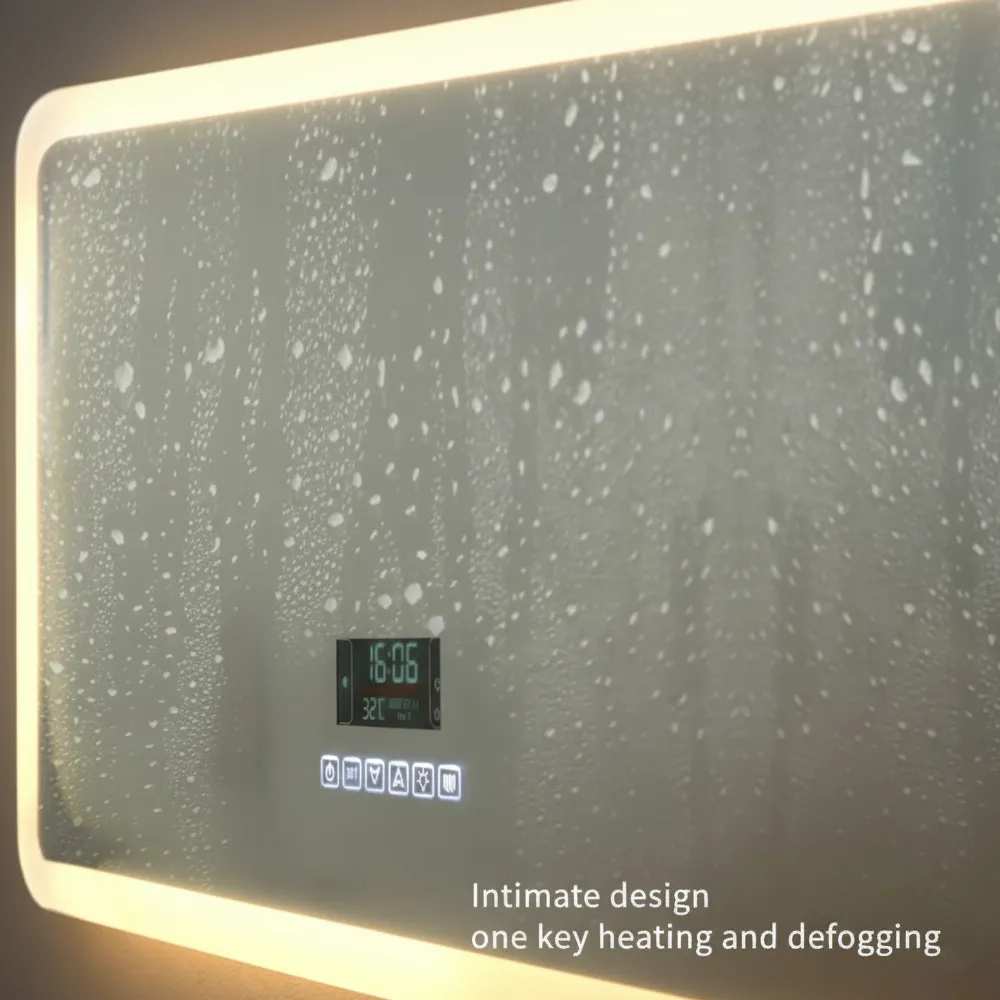 Frosted Glass Bluetooth Lead-Free Certified Mirror With 3 Colour Adjustable LED Lights