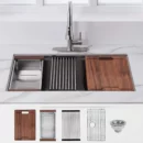 32 Inches Kitchen Sink Single Bowl - Work Station - U3218-WS - ZM Home Supplies - Accessories (1)