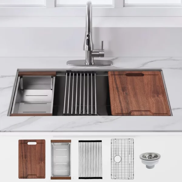 32 Inches Kitchen Sink Single Bowl - Work Station - U3218-WS - ZM Home Supplies - Accessories (1)