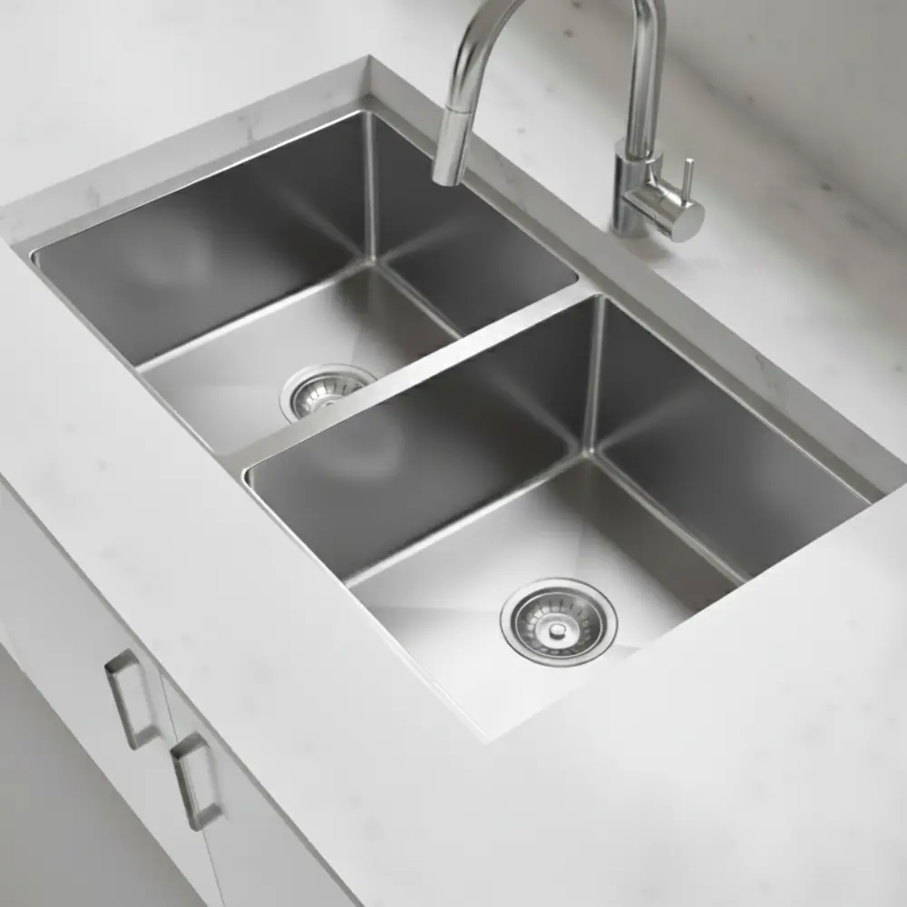 33-Inch Stainless Steel Undermount Double Bowl Sink – UD3318 - ZM Home Supplies - Featured