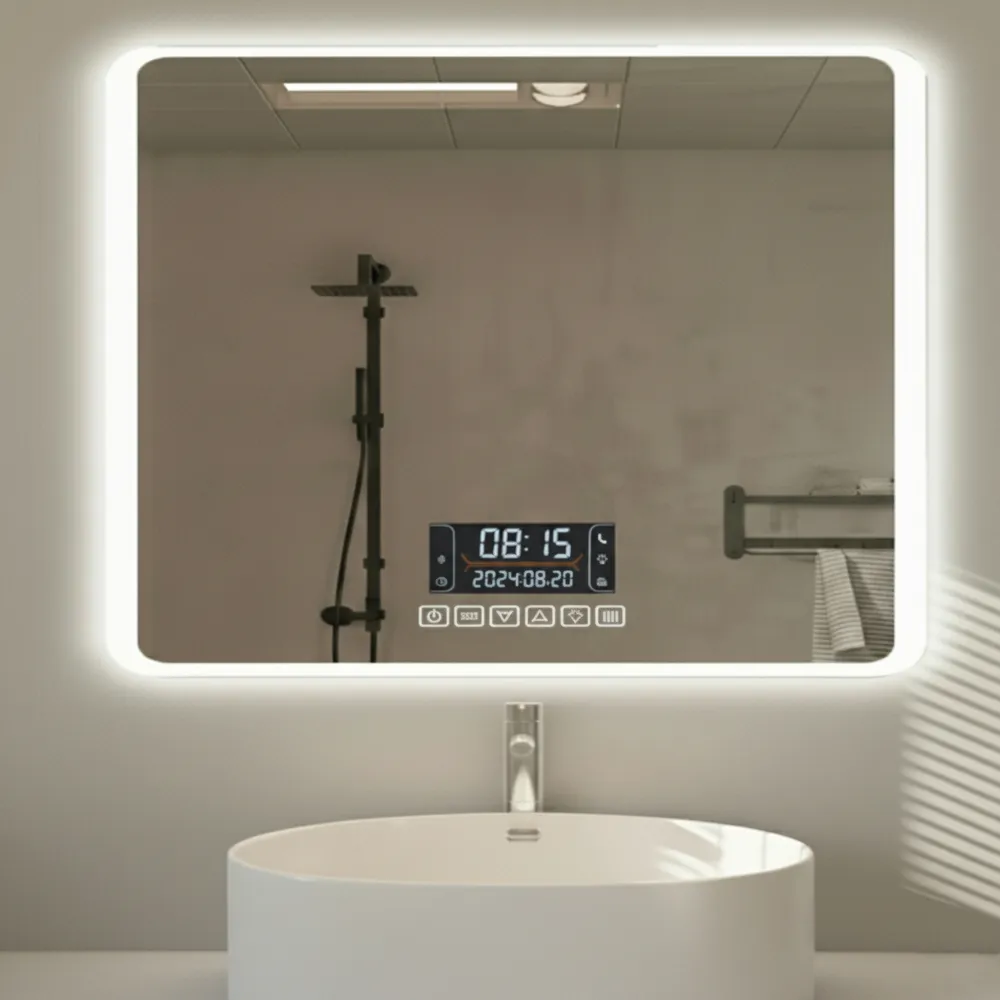 Frosted Glass Bluetooth Lead-Free Certified Mirror With 3 Colour Adjustable LED Lights