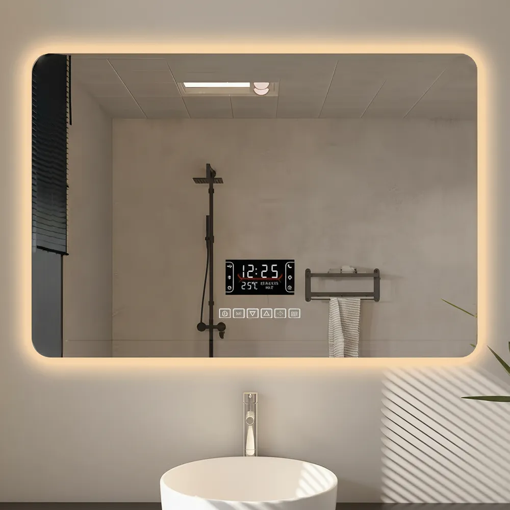 Frosted Glass Bluetooth Lead-Free Certified Mirror With 3 Colour Adjustable LED Lights