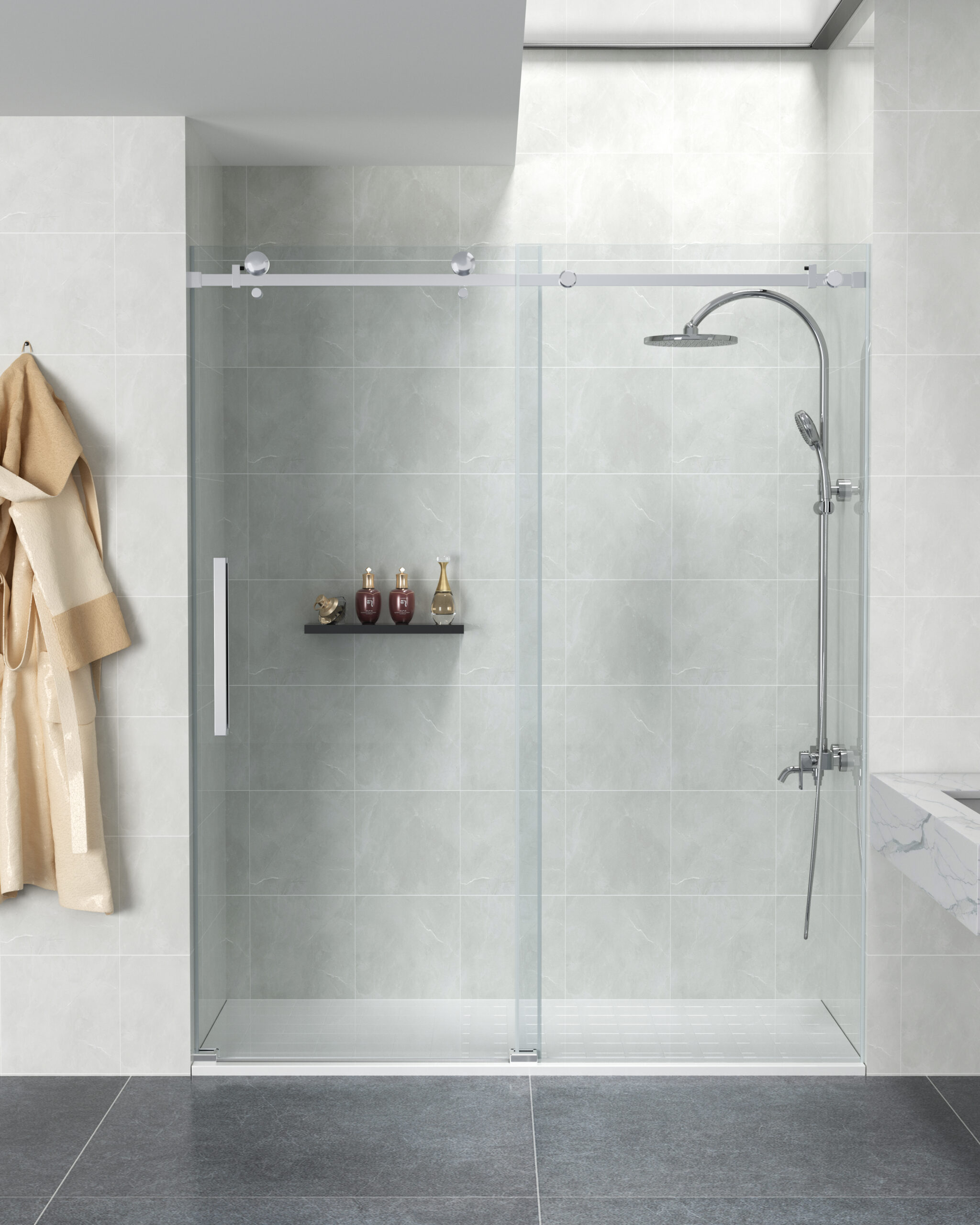 Luxury Glass Shower Door - 8mm Tempered Safety Glass, 304 SS - Image 3