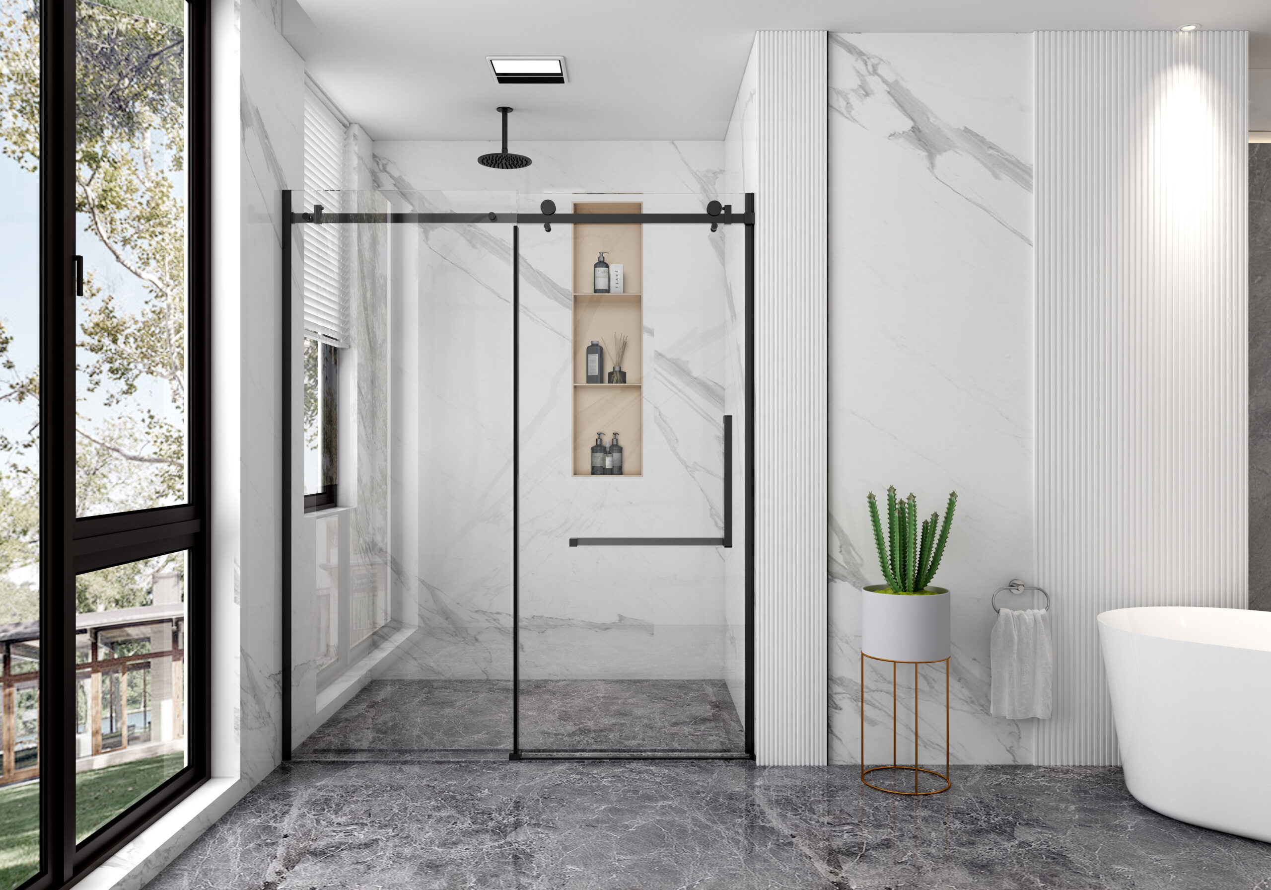 Luxury Glass Shower Door - 8mm Tempered Safety Glass, 304 SS - Image 4