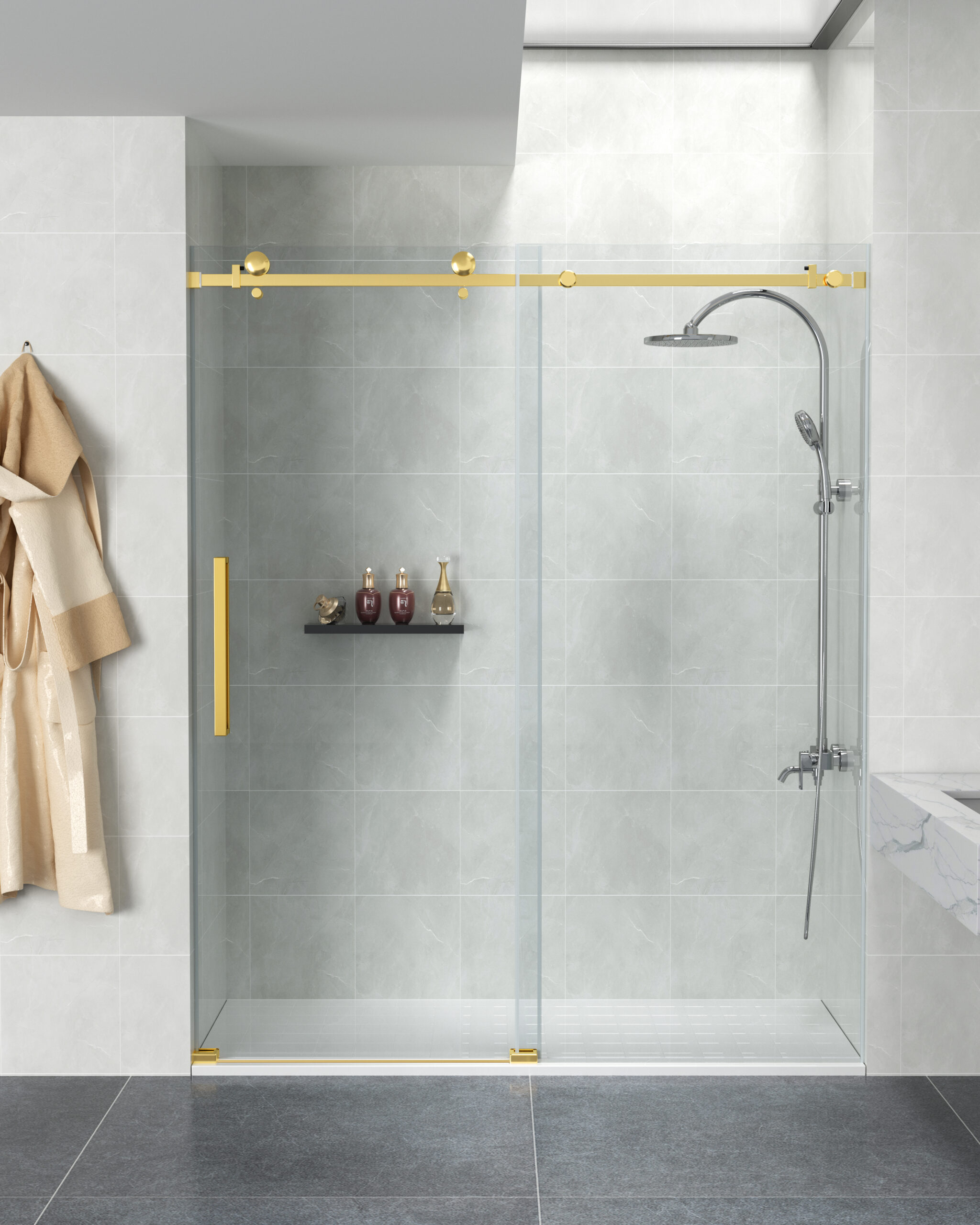 Luxury Glass Shower Door - 8mm Tempered Safety Glass, 304 SS - Image 2