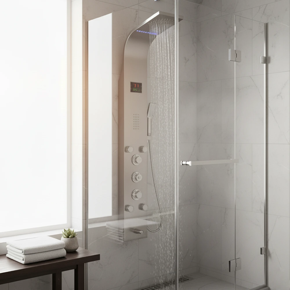 Luxury Shower Panel Tower Stainless Steel with LCD Screen ZM-26 - Silver - ZM Home Supplies - Lifestyle