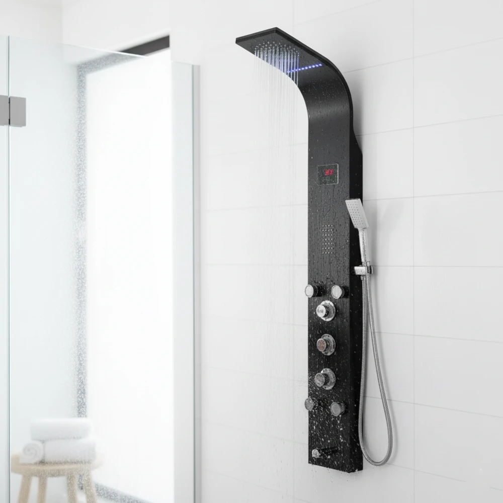 Luxury Shower Panel Tower Stainless Steel with LCD Screen ZM8041 Black - ZM Home Supplies - Lifestyle