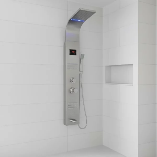 Luxury Shower Panel with Water Monitor and LED Screen - Silver - ZM Home Supplies - Featured