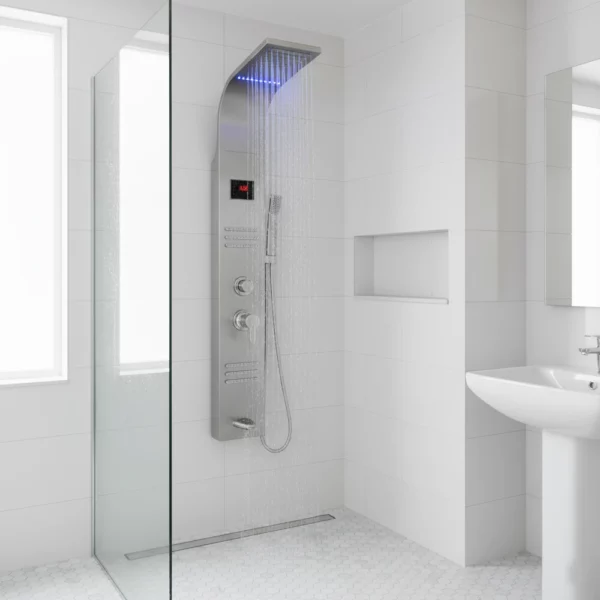 Luxury Shower Panel with Water Monitor and LED Screen - Silver - ZM Home Supplies - Lifestyle