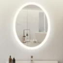 Oval Frosted Glass Bluetooth Mirror With 3 Colour Adjustable Led (24_31 1_5) - LED Mirror - ZM Home Supplies - Featured