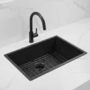 Single Black Memo Sink 32”x 18”x9.5” With a Drain & Grid - ZM Home Supplies - Featured