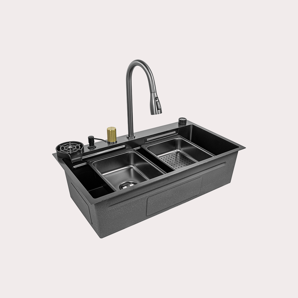 Multifunction Handmade Waterfall Kitchen Sink Workstation Set - Image 2